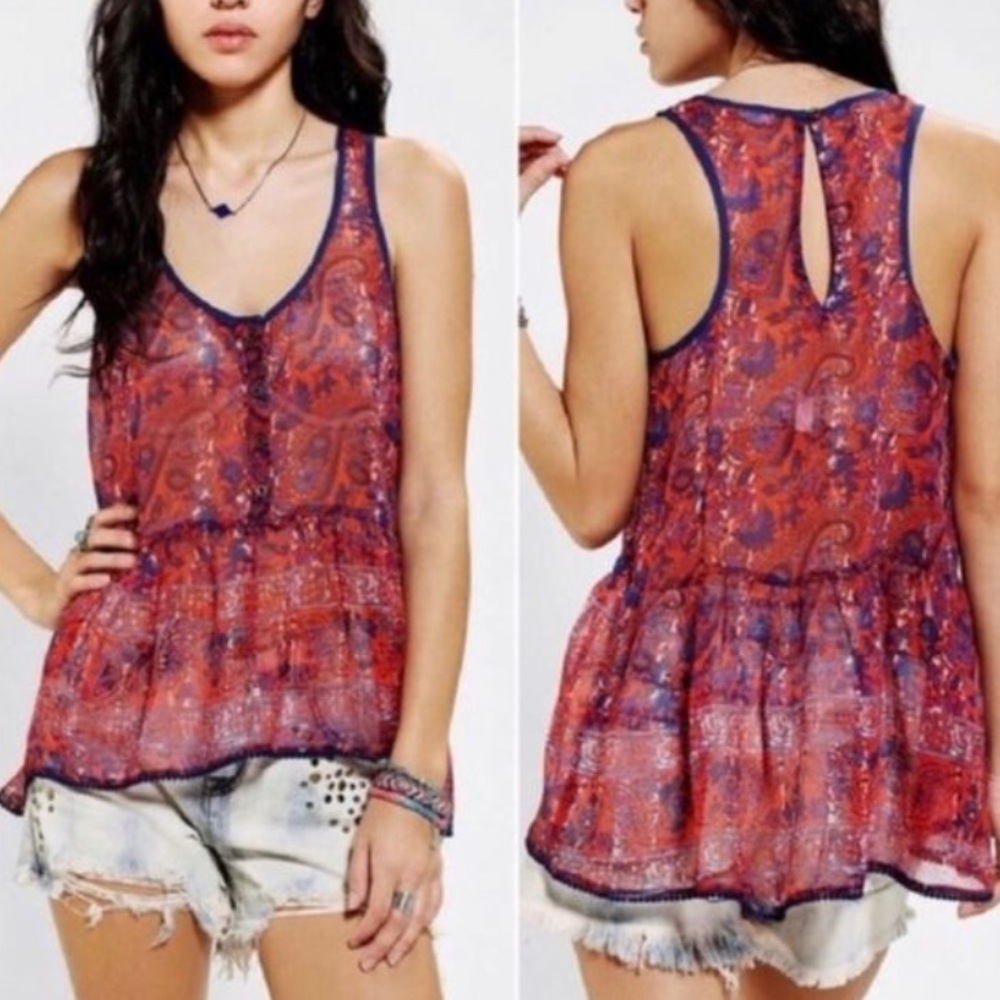 Ecote Urban Outfitters Sheer Paisley Top